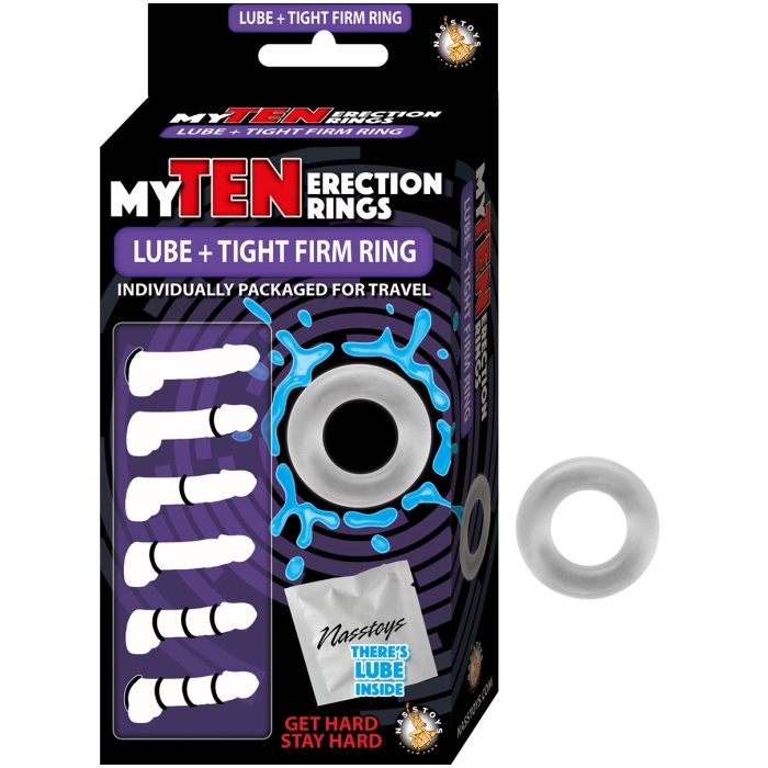 MY TEN ERECTION RINGS LUBE + TIGHT FIRM RING-CLEAR - Click Image to Close