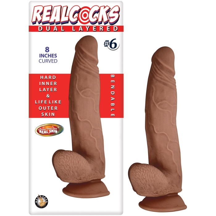 REALCOCKS DUAL LAYERED #6 BROWN 8" CURVED