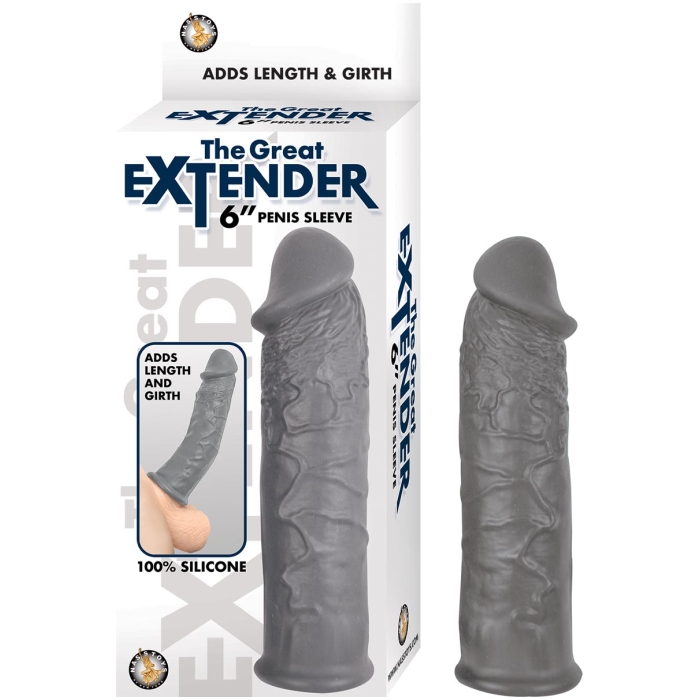 THE GREAT EXTENDER 6" PENIS SLEEVE-GREY - Click Image to Close