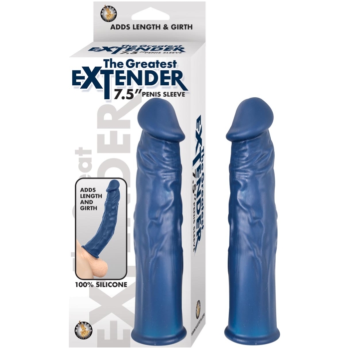 THE GREAT EXTENDER 7.5" PENIS SLEEVE-BLUE - Click Image to Close