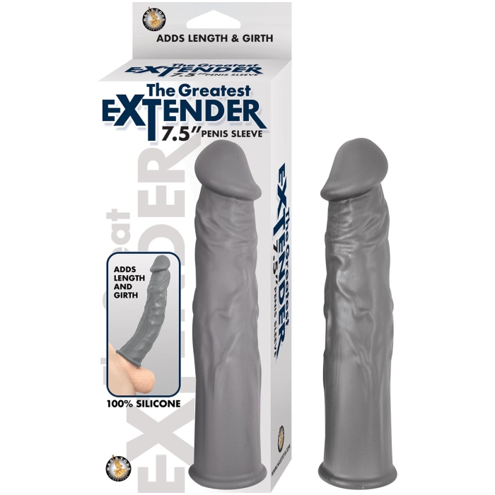 THE GREAT EXTENDER 7.5" PENIS SLEEVE-GREY - Click Image to Close