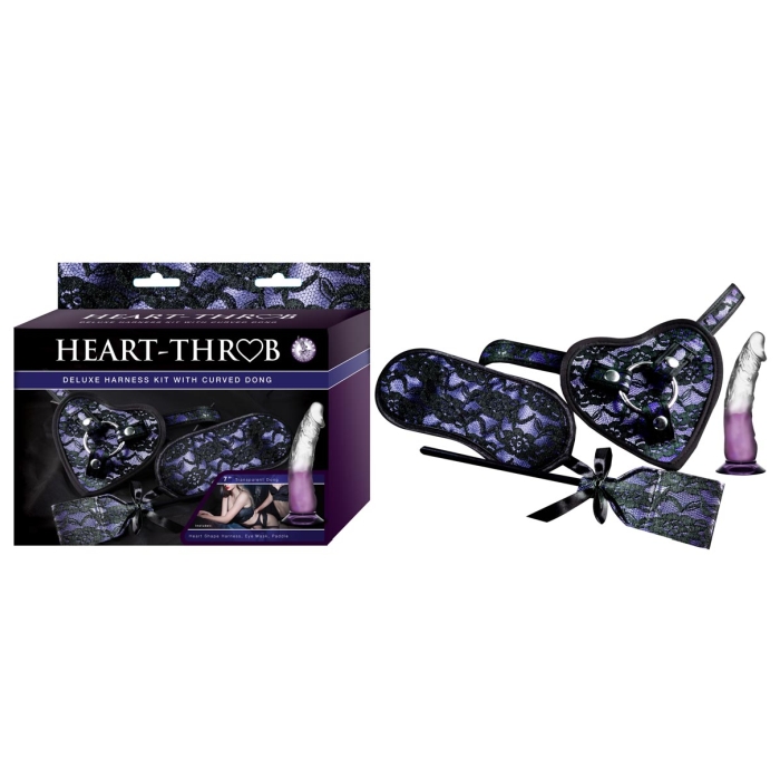 HEART-THROB DELUXE HARNESS KIT WITH CURVED DONG-PURPLE - Click Image to Close