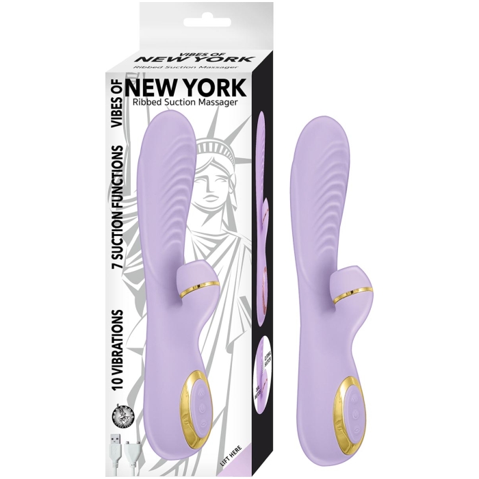 VIBES OF NEW YORK RIBBED SUCTION MASSAGER - LAVENDER