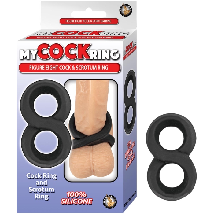 MY COCKRING FIGURE EIGHT COCK & SCROTUM RING - BLACK