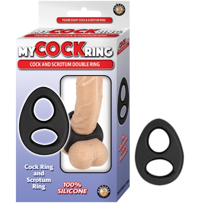 MY COCKRING COCK & SCROTUM DOUBLE RING - BLACK - Click Image to Close