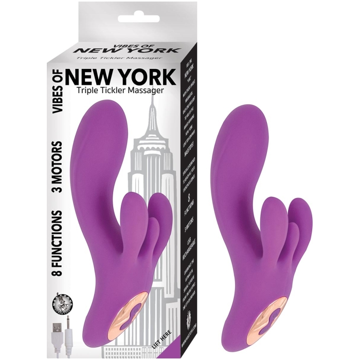 VIBES OF NEW YORK TRIPLE TICKLER MASSAGER-PURPLE - Click Image to Close