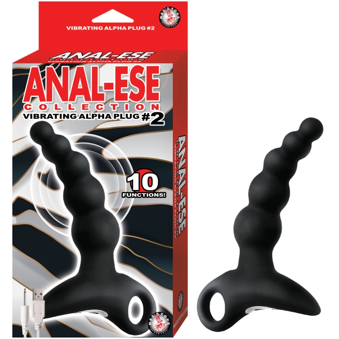 ANAL-ESE COLLECTION VIBRATING ALPHA PLUG #2-BLACK - Click Image to Close