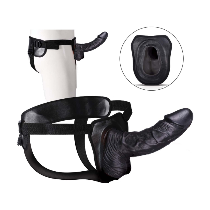 ERECTION ASSISTANT HOLLOW STRAP-ON 8"-BLACK - Click Image to Close