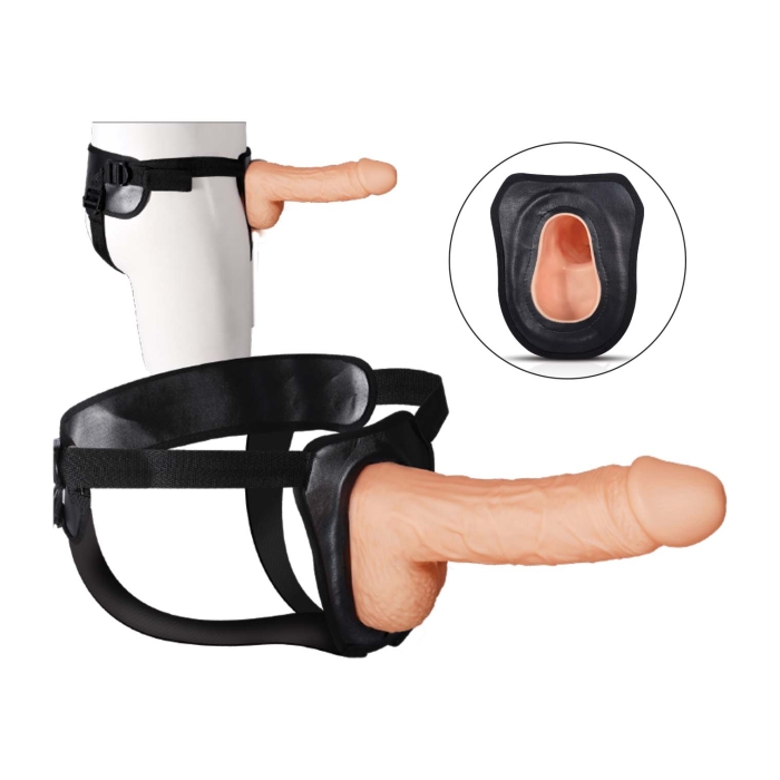 ERECTION ASSISTANT HOLLOW STRAP-ON 8.5"-WHITE