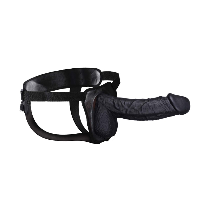 ERECTION ASSISTANT HOLLOW STRAP-ON 8.5"-BLACK - Click Image to Close