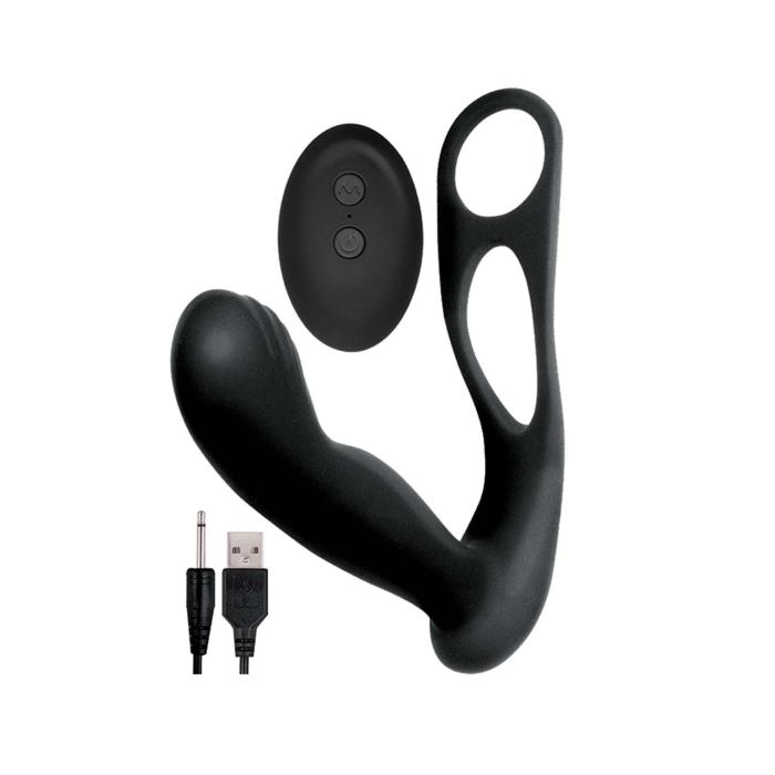 BUTTS UP PROSTATE MASSAGER W/SCROTUM & COCK RING-BLACK