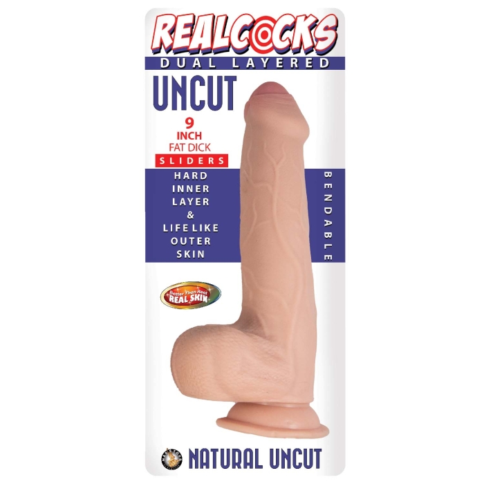 REALCOCKS DUAL LAYERED UNCUT SLIDERS 9" FAT DICK-WHITE - Click Image to Close