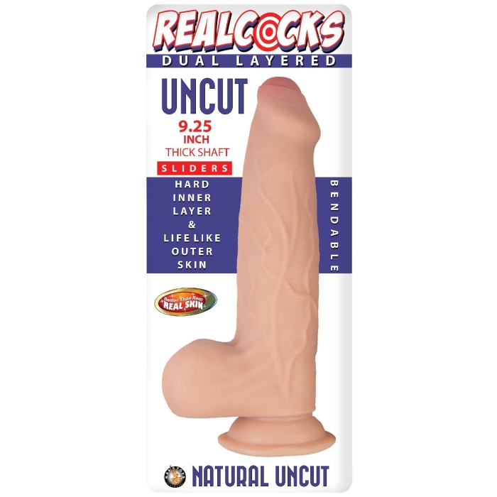REALCOCKS DUAL LAYERED UNCUT SLIDERS 9.25" THICK SHAFT-WHITE - Click Image to Close
