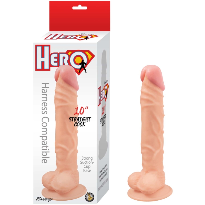 HERO 10" STRAIGHT COCK-WHTE - Click Image to Close