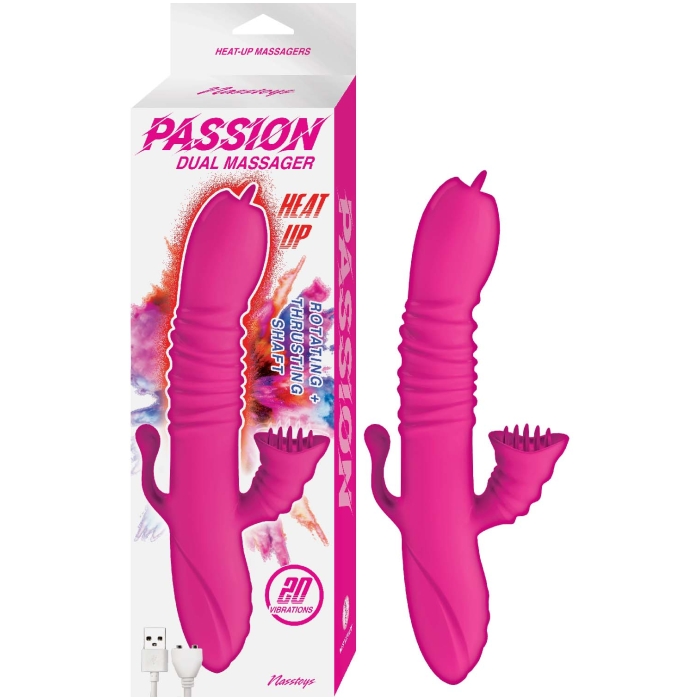PASSION DUAL MASSAGER HEAT UP-PINK