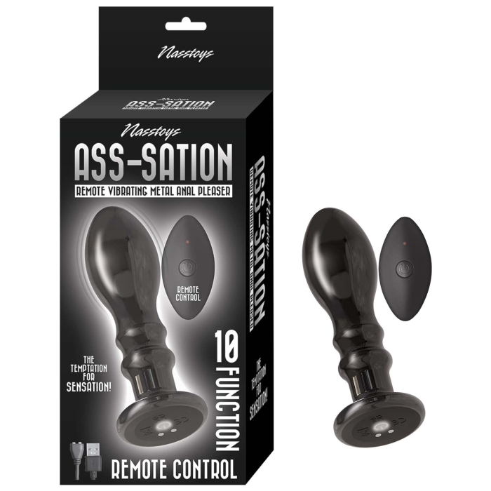 ASS-SATION REMOTE VIBRATING METAL ANAL PLEASER-BLACK