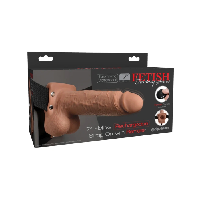 FETISH FANTASY SERIES 7" HOLLOW STRAP-ON WITH REMOTE