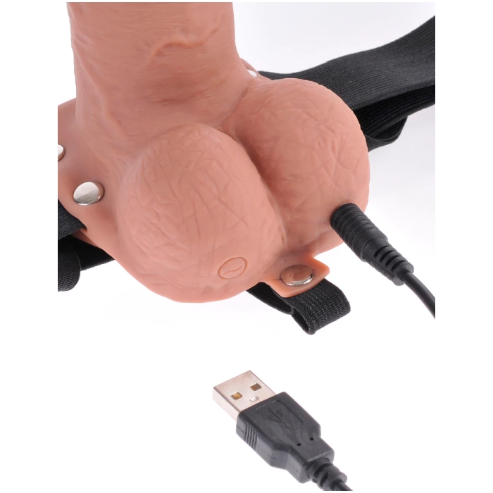 FETISH FANTASY SERIES 7" HOLLOW STRAP-ON WITH REMOTE - Click Image to Close