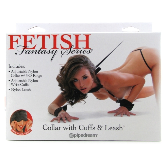 COLLAR WITH CUFFS & LEASH / FREE MASK - Click Image to Close