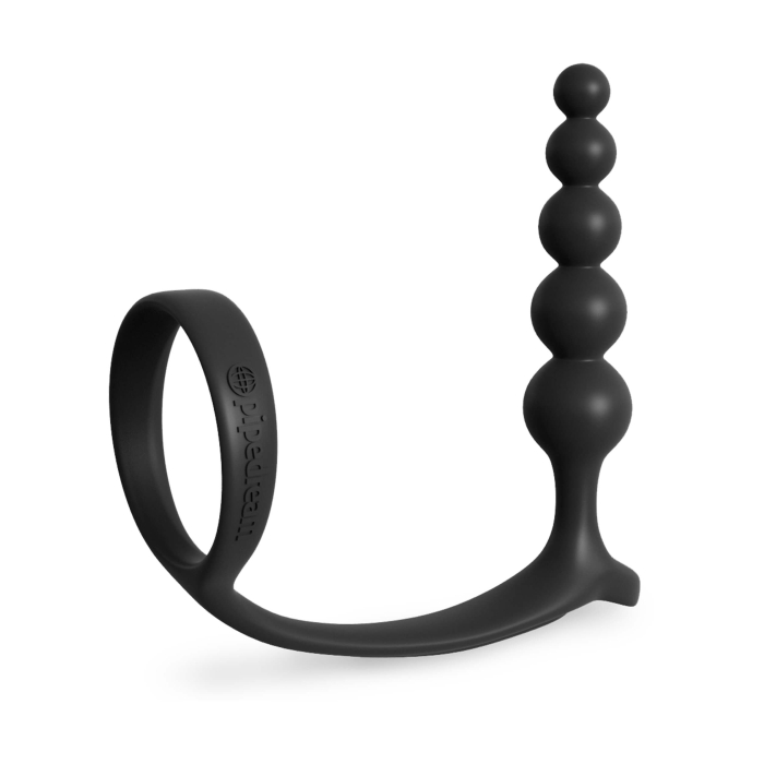 AFC ASS-GASM COCKRING ANAL BEADS - BLACK 10.5"