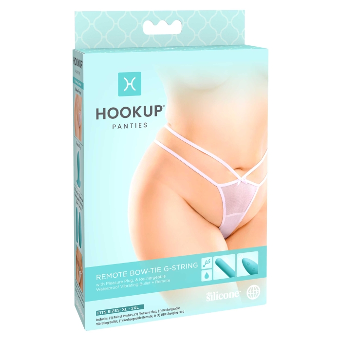 * 5% OFF! * HOOKUP PANTIES REMOTE BOW-TIE G-STRING - FITS XL-XXL