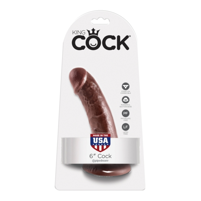 KING COCK 6IN COCK - BROWN - Click Image to Close