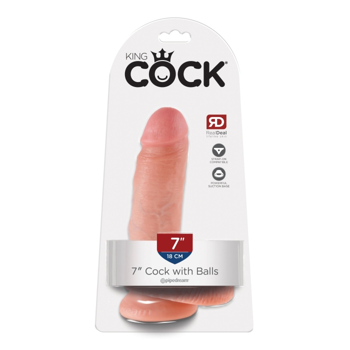KING COCK 7" COCK WITH BALLS - LIGHT - Click Image to Close