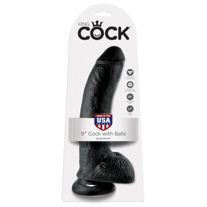 KING COCK 9IN COCK WITH BALLS - BLACK