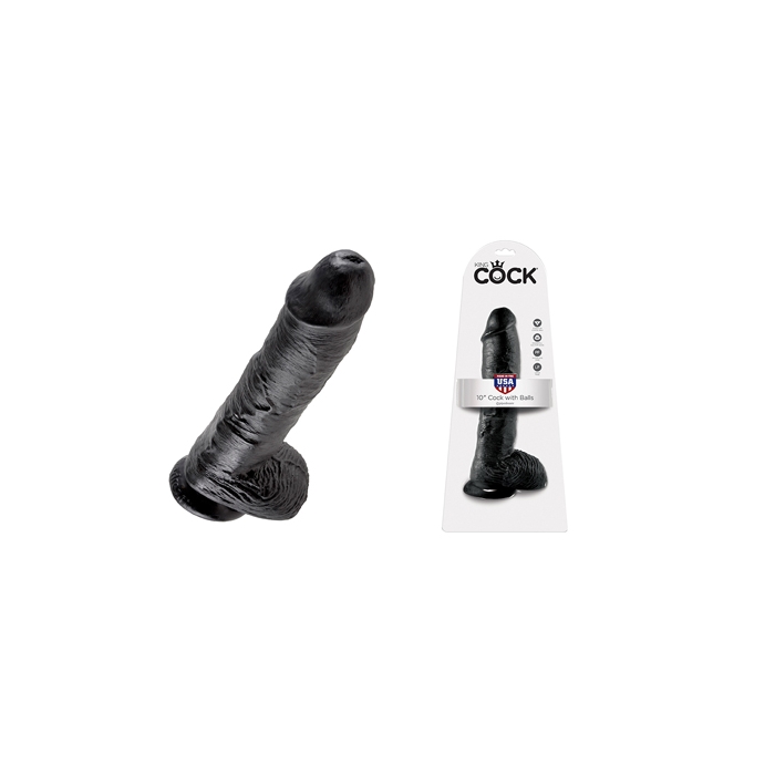 KING COCK 10IN COCK WITH BALLS - BLACK