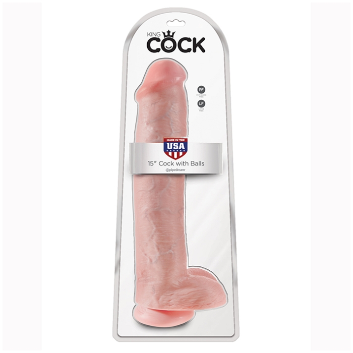 KING COCK 15IN COCK WITH BALLS - FLESH - Click Image to Close