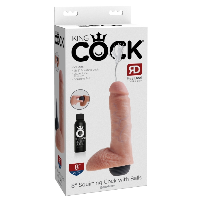 KING COCK 8" SQUIRTING COCK WITH BALLS - LIGHT