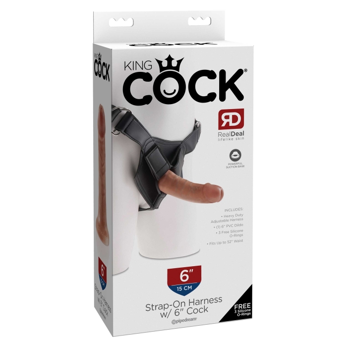 KING COCK STRAP-ON HARNESS WITH 6" COCK - TAN