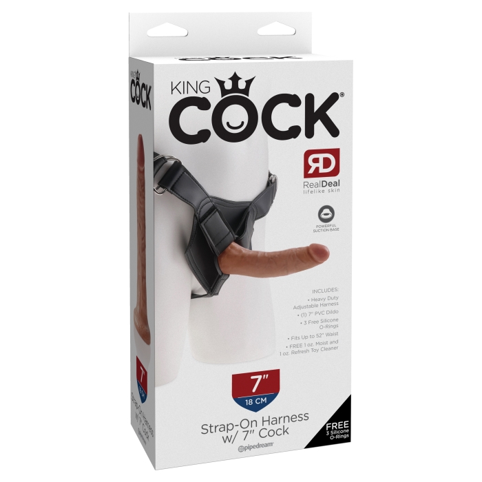 KING COCK STRAP-ON HARNESS WITH 7" COCK - TAN