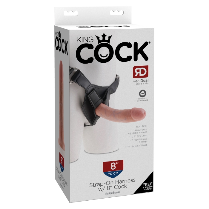 KING COCK STRAP-ON HARNESS WITH 8" COCK - LIGHT - Click Image to Close