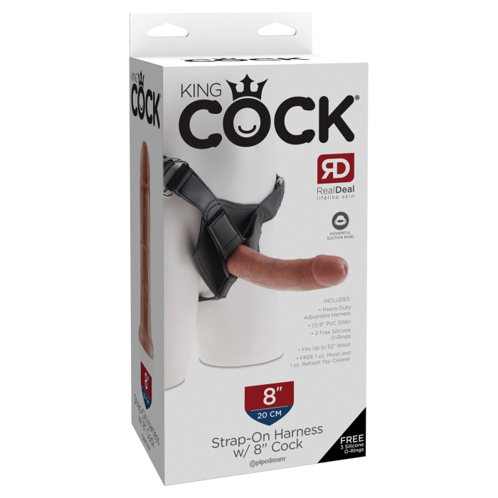 KING COCK STRAP-ON HARNESS WITH 8" COCK - TAN