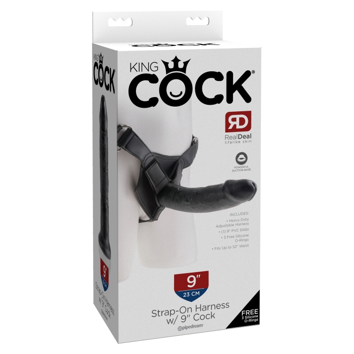 KING COCK STRAP-ON HARNESS WITH 9" COCK - BLACK