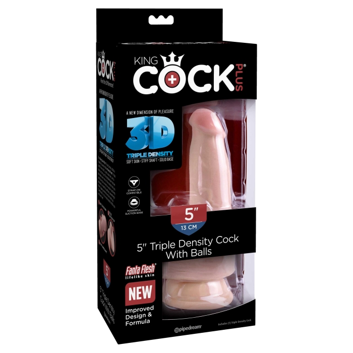 KING COCK PLUS 5" TRIPLE DENSITY COCK WITH BALLS - LIGHT