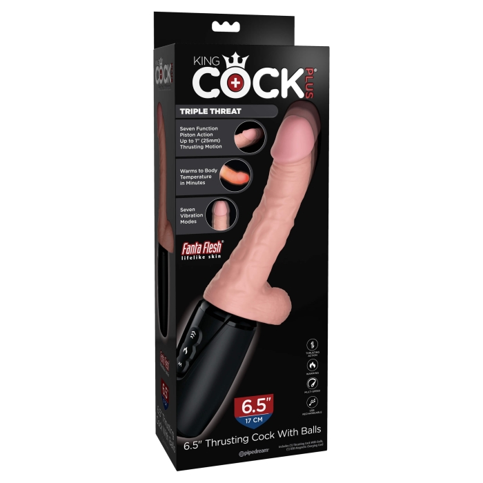 KING COCK PLUS 6.5" THRUSTING COCK W/ BALLS - Click Image to Close