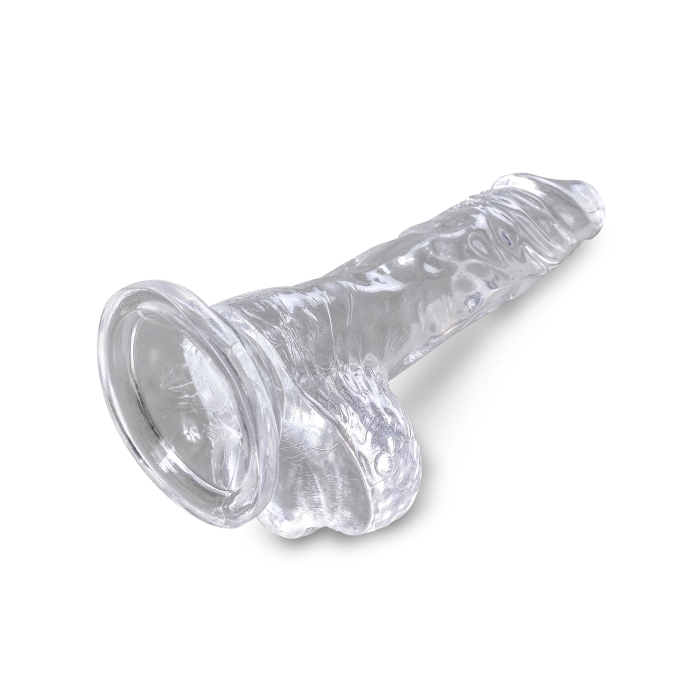 KING COCK CLEAR 4" W/ BALLS - CLEAR - Click Image to Close