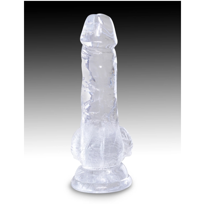 KING COCK CLEAR 5" W/ BALLS - CLEAR - Click Image to Close