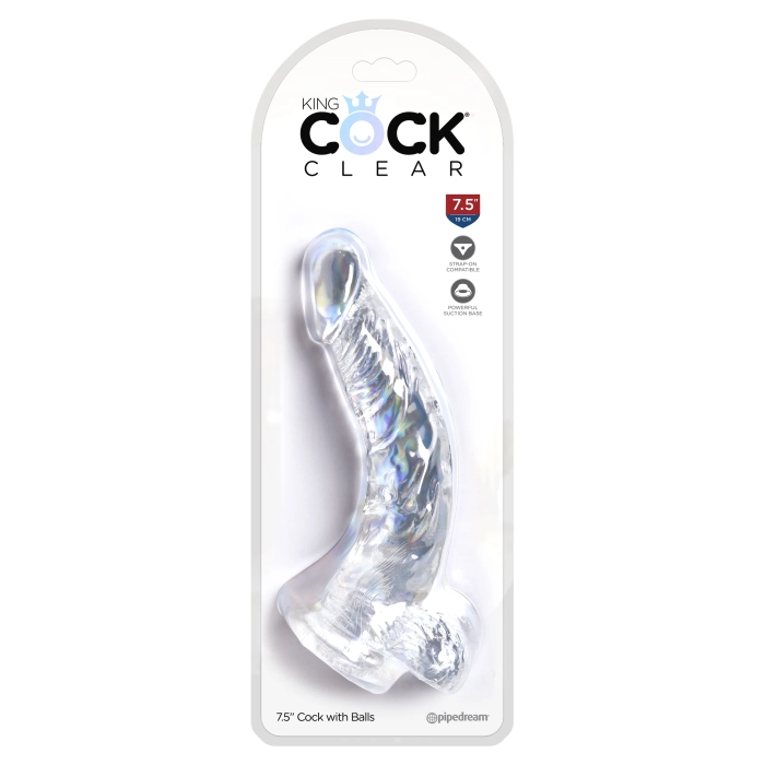 KING COCK CLEAR 7.5" W/ BALLS - CLEAR