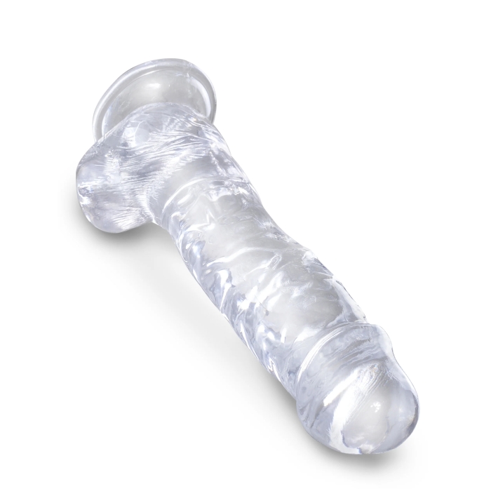 KING COCK CLEAR 8" W/ BALLS - CLEAR - Click Image to Close
