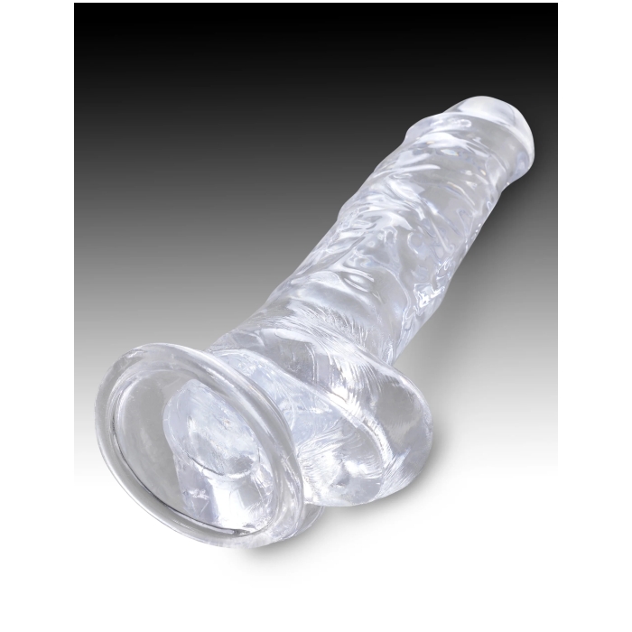 KING COCK CLEAR 8" W/ BALLS - CLEAR - Click Image to Close