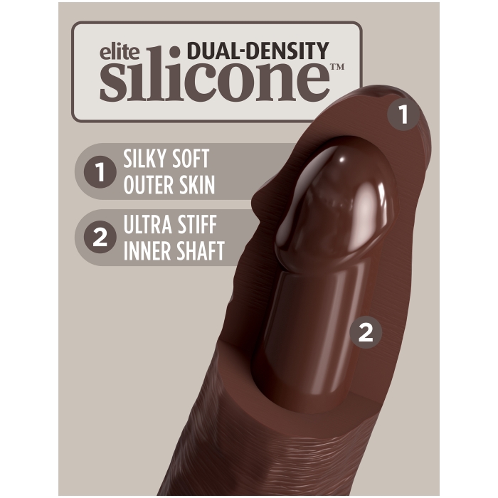 KING COCK ELITE 8" SILICONE DUAL DENSITY COCK - BROWN - Click Image to Close