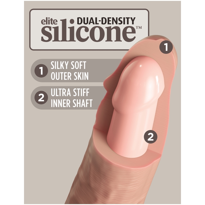 KING COCK ELITE 11" SILICONE DUAL DENSITY COCK - LIGHT - Click Image to Close