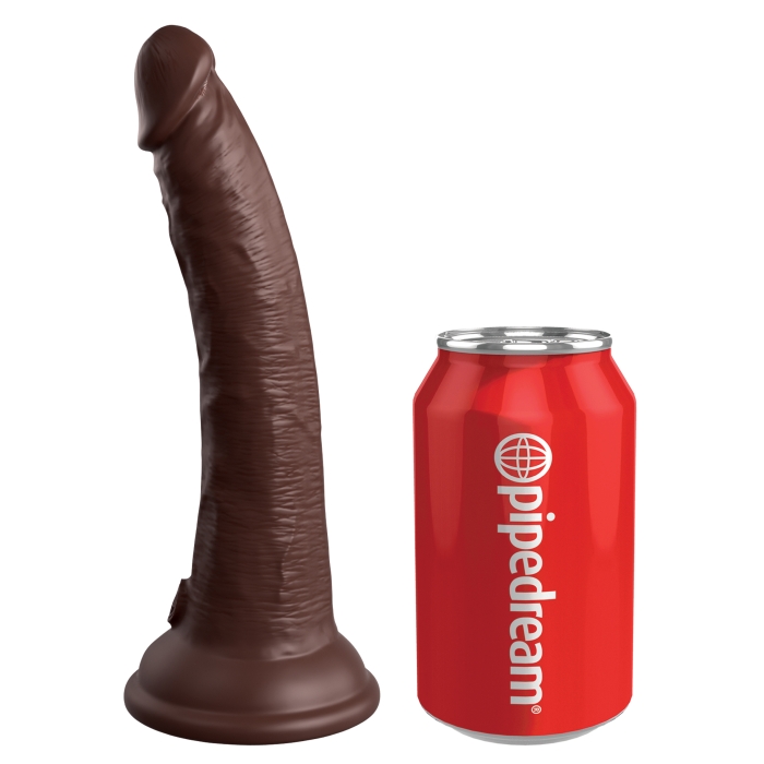 KING COCK ELITE 7" VIBE SILICONE DUAL DENSITY COCK -BROWN - Click Image to Close