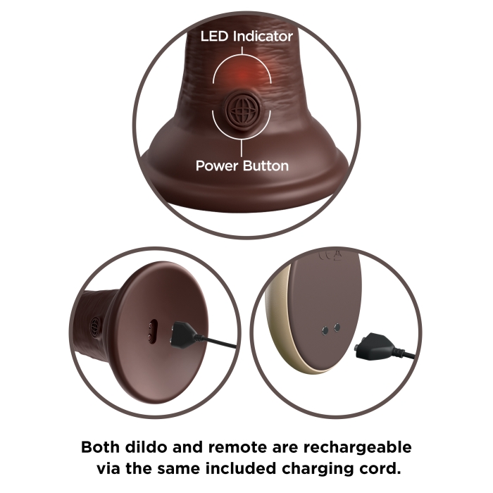 KING COCK ELITE 9" VIBE SILICONE DUAL DENSITY COCK - BROWN