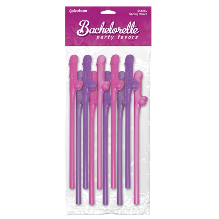 BP DICKY SIPPING STRAWS - 10 PCS(PINK / PURPLE)