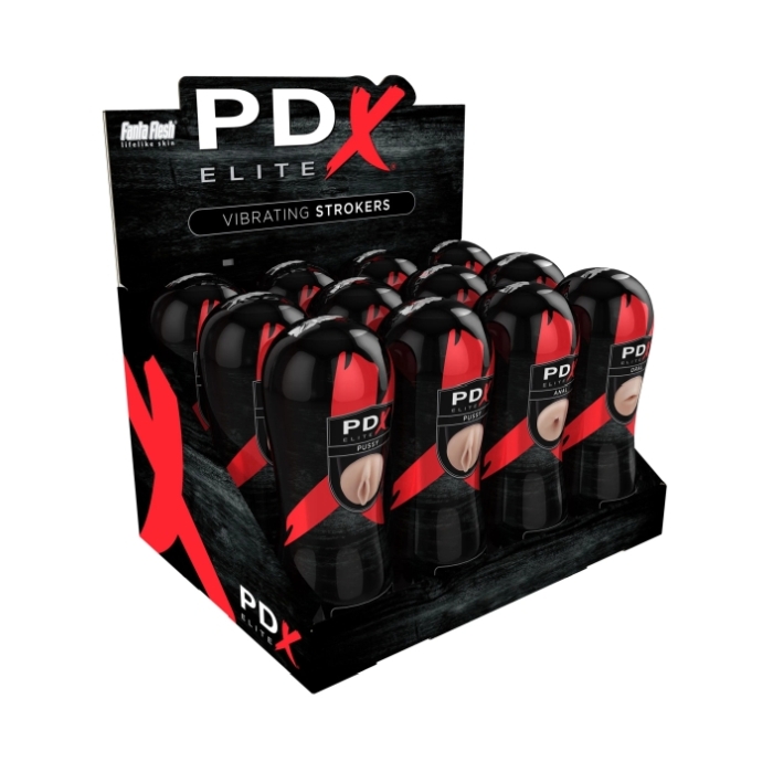 PDX ELITE VIBRATING STROKER DISPLAY - VANILLA - Click Image to Close