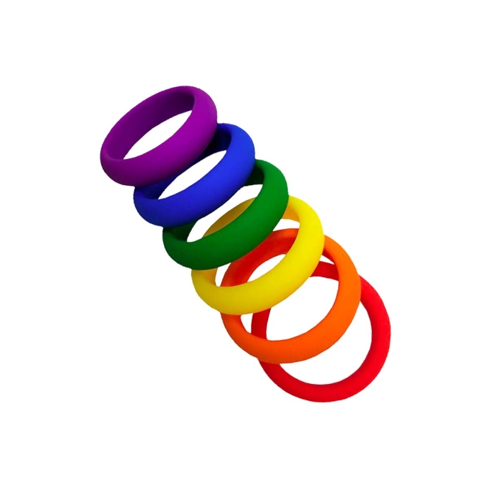 RAINBOW SILICONE COCKRING - 6PK - Click Image to Close